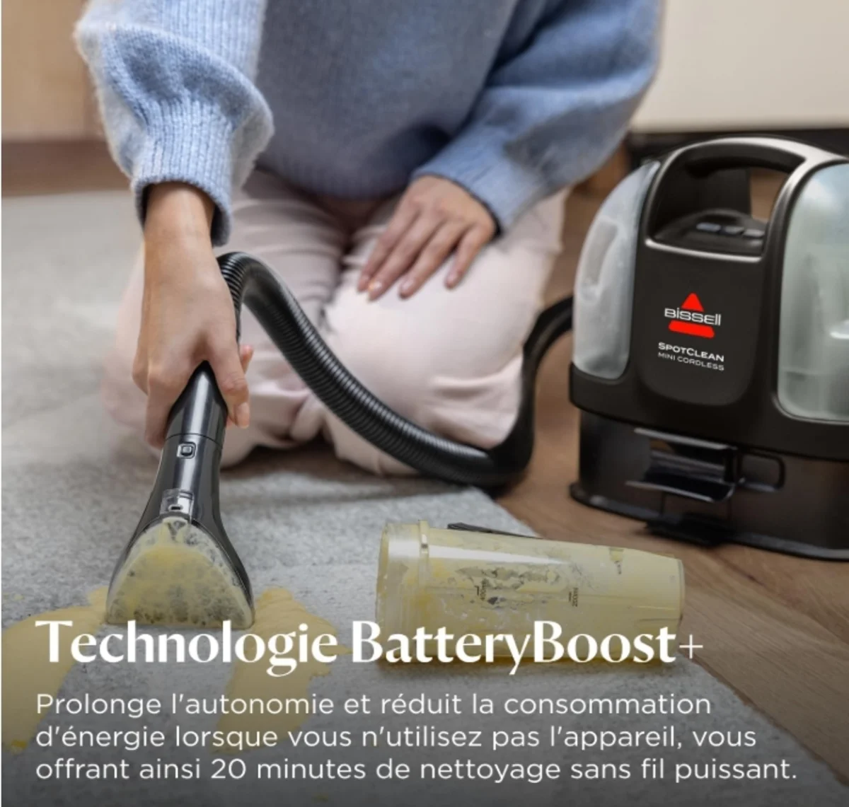 Technologie BatteryBoost+ du SpotClean mini Cordless