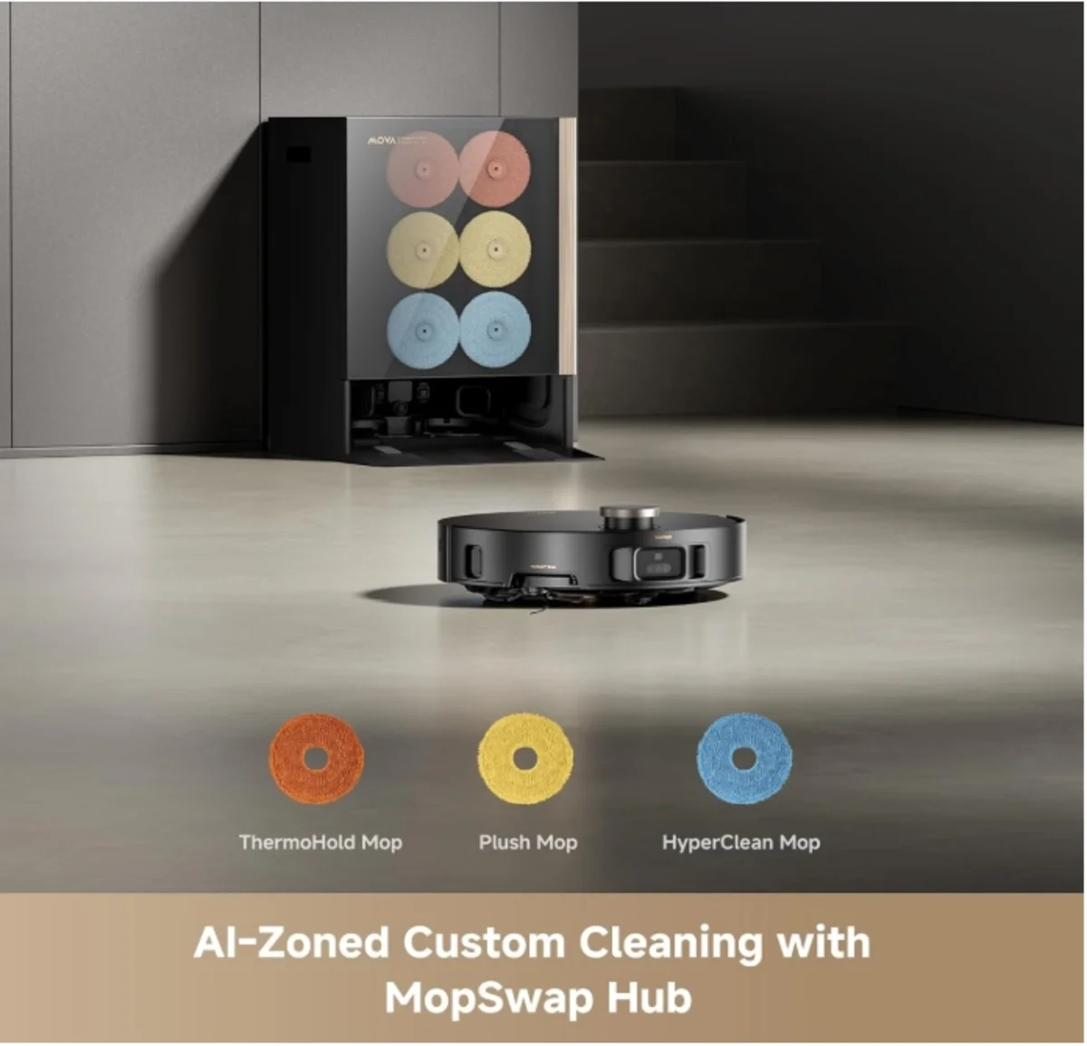 Trois serpillières auto-interchangeables