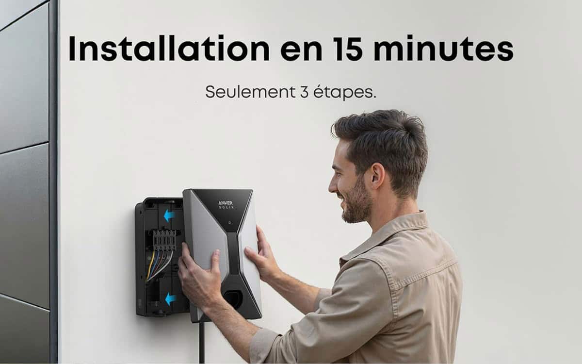 Installation de la borne Anker SOLIX V1 en trois étapes par un installateur professionnel