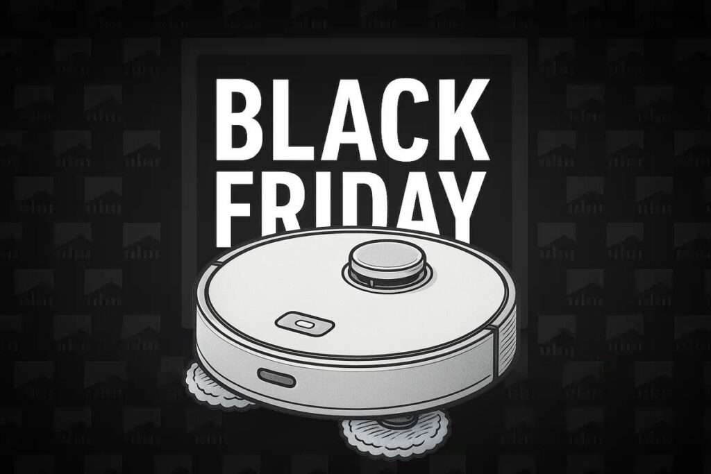 Illustration d’un robot aspirateur laveur, symbole de notre sélection Black Friday 2025 des meilleurs modèles à moins de 400 euros