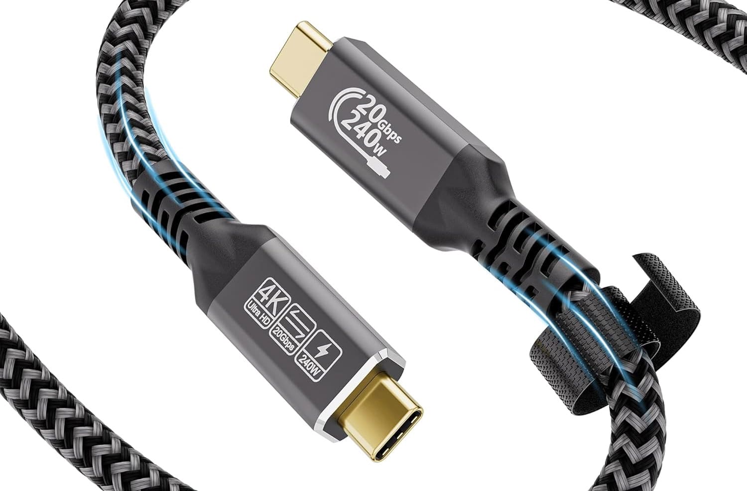 Câble USB-C vers USB-C certifié 240W, 20 Gbps et 4K Ultra HD