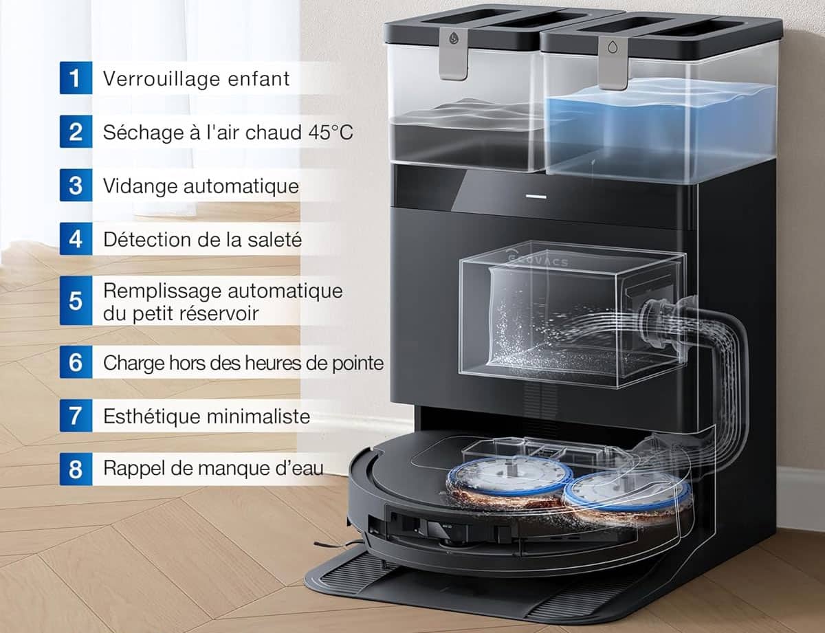 Station OMNI du Deebot T50 Omni Gen 2 avec lavage à l’eau chaude et séchage automatique