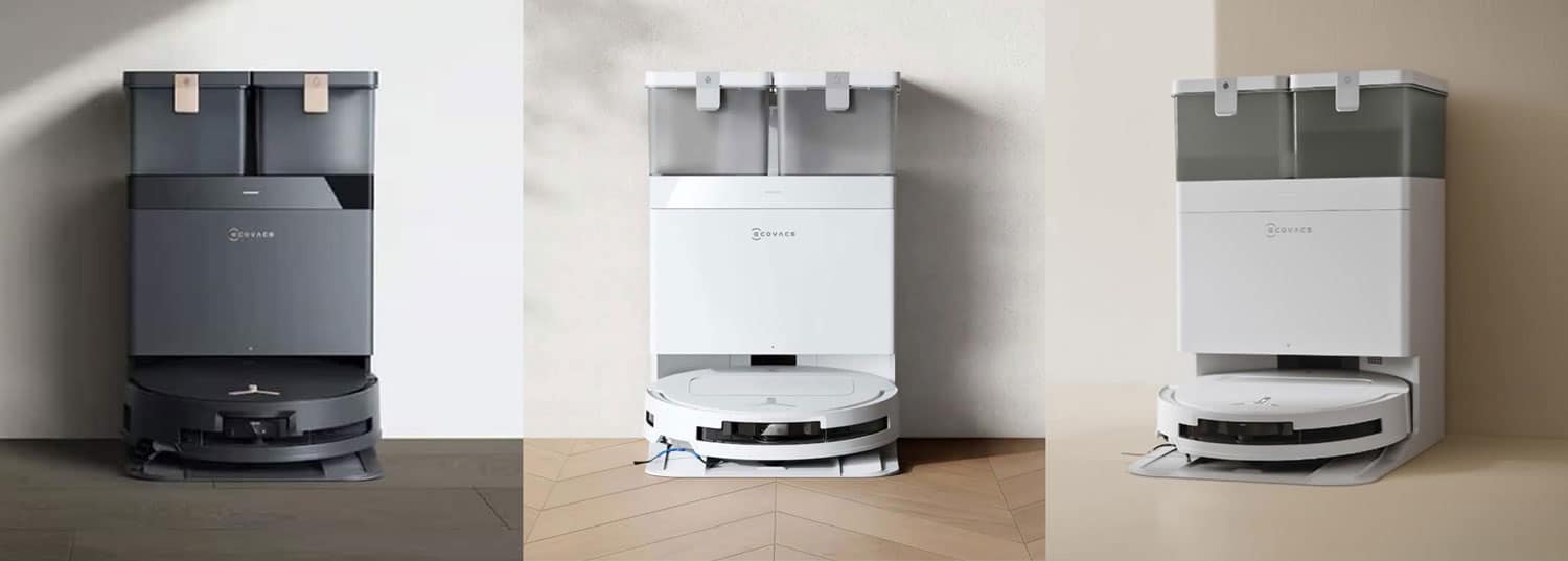 Gamme Ecovacs Deebot T50 Gen 2 : Max Pro, Pro et Omni côte à côte