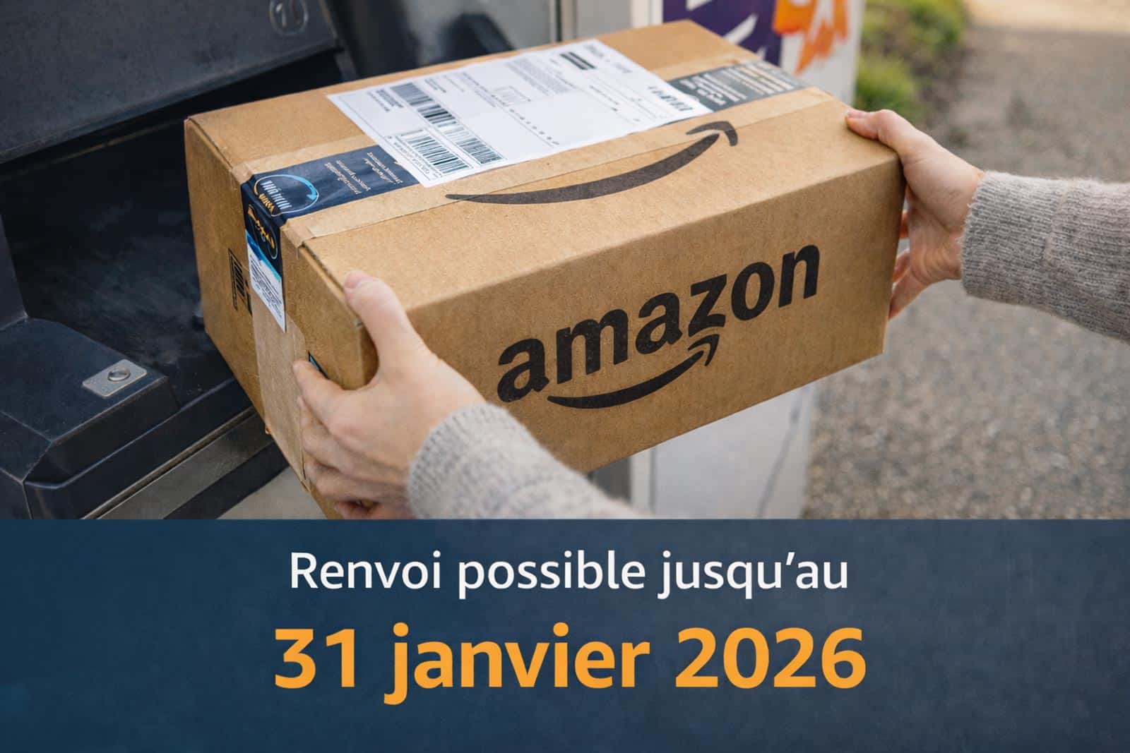Colis Amazon en cours de renvoi avec délai de retour prolongé jusqu’au 31 janvier 2026