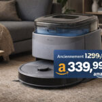 Aspirateur robot Lefant avec station automatique dans un salon, en promotion à 339,99 € chez Amazon