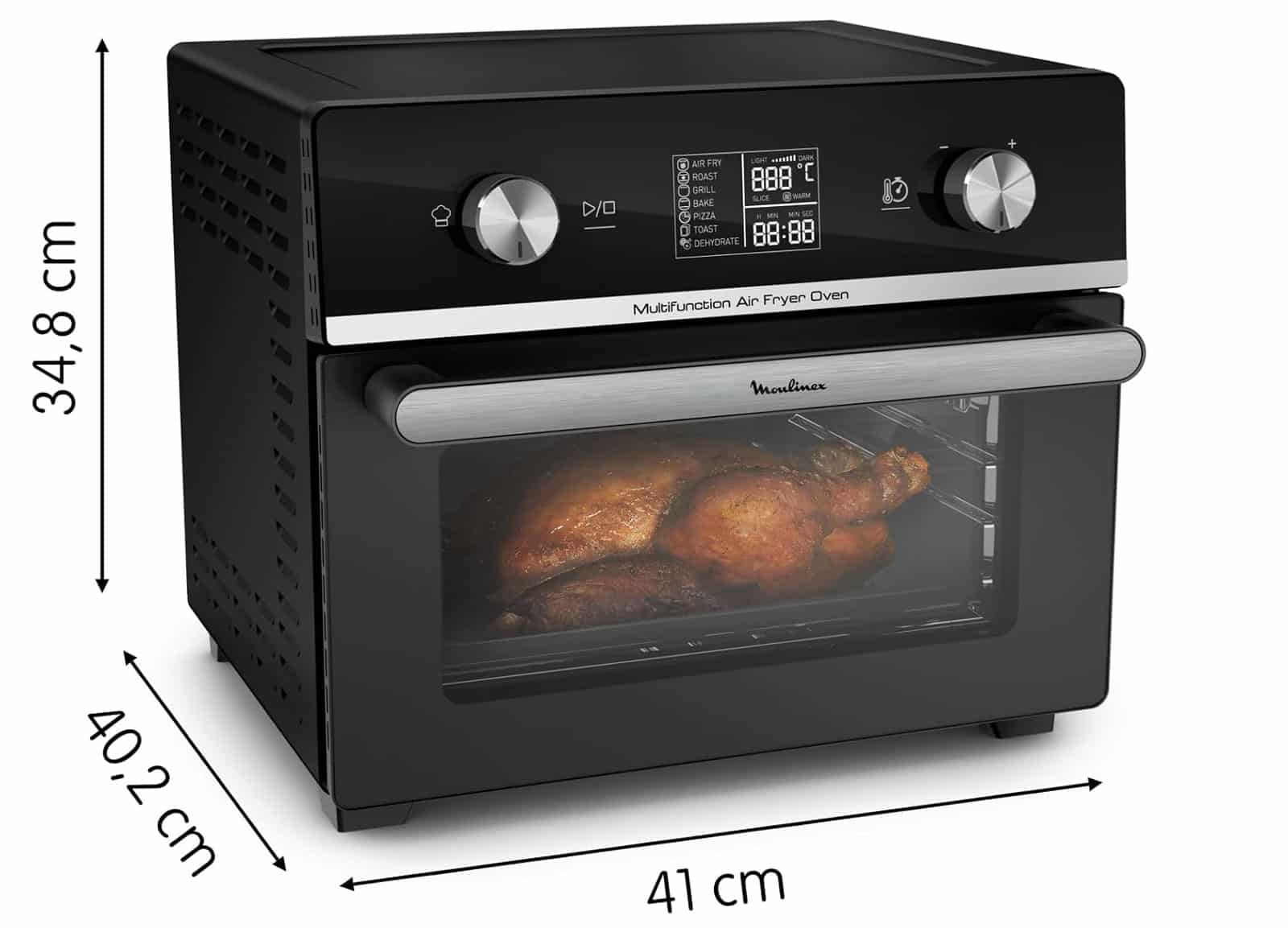 Dimensions et encombrement du Moulinex Easy Fry 20L, un airfryer au format mini-four familial