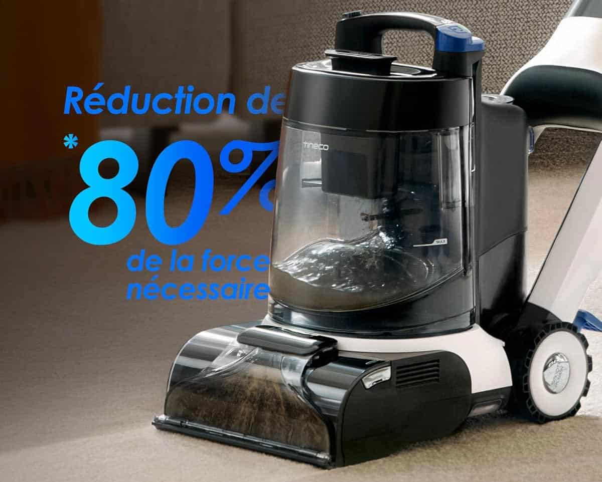 Réservoir d’eau repositionné sur le Tineco Carpet One Cruiser pour réduire l’effort et améliorer l’équilibre pendant le nettoyage.