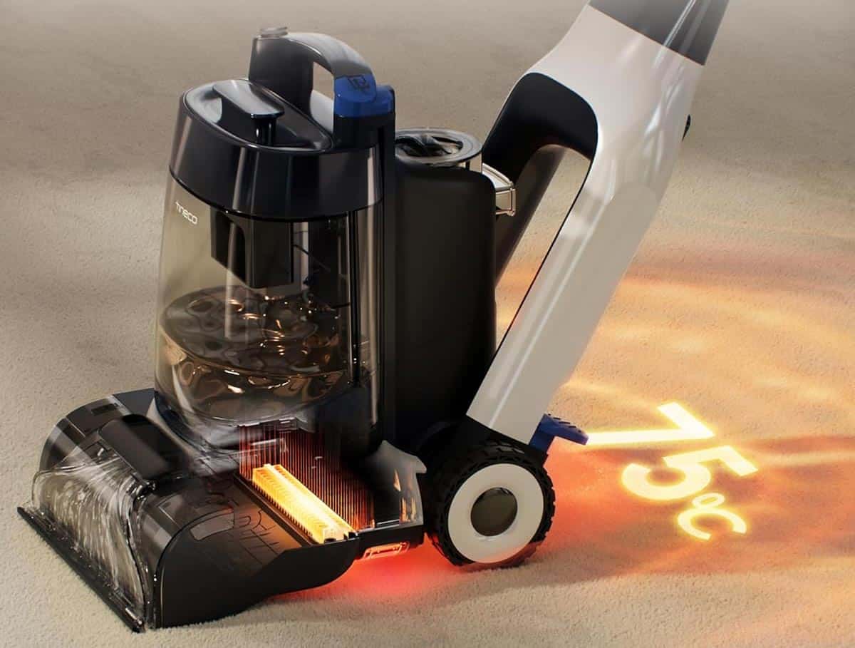 Fonction de séchage des tapis à 75 °C sur le Tineco Carpet One Cruiser pour réduire l’humidité en quelques minutes.