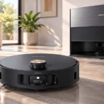 Dreame Aqua10 Roller avec sa station dans un salon