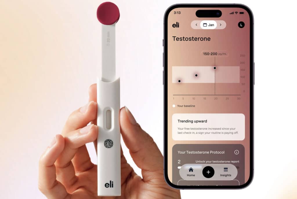 Test salivaire Eli Health pour mesurer la testostérone avec un smartphone