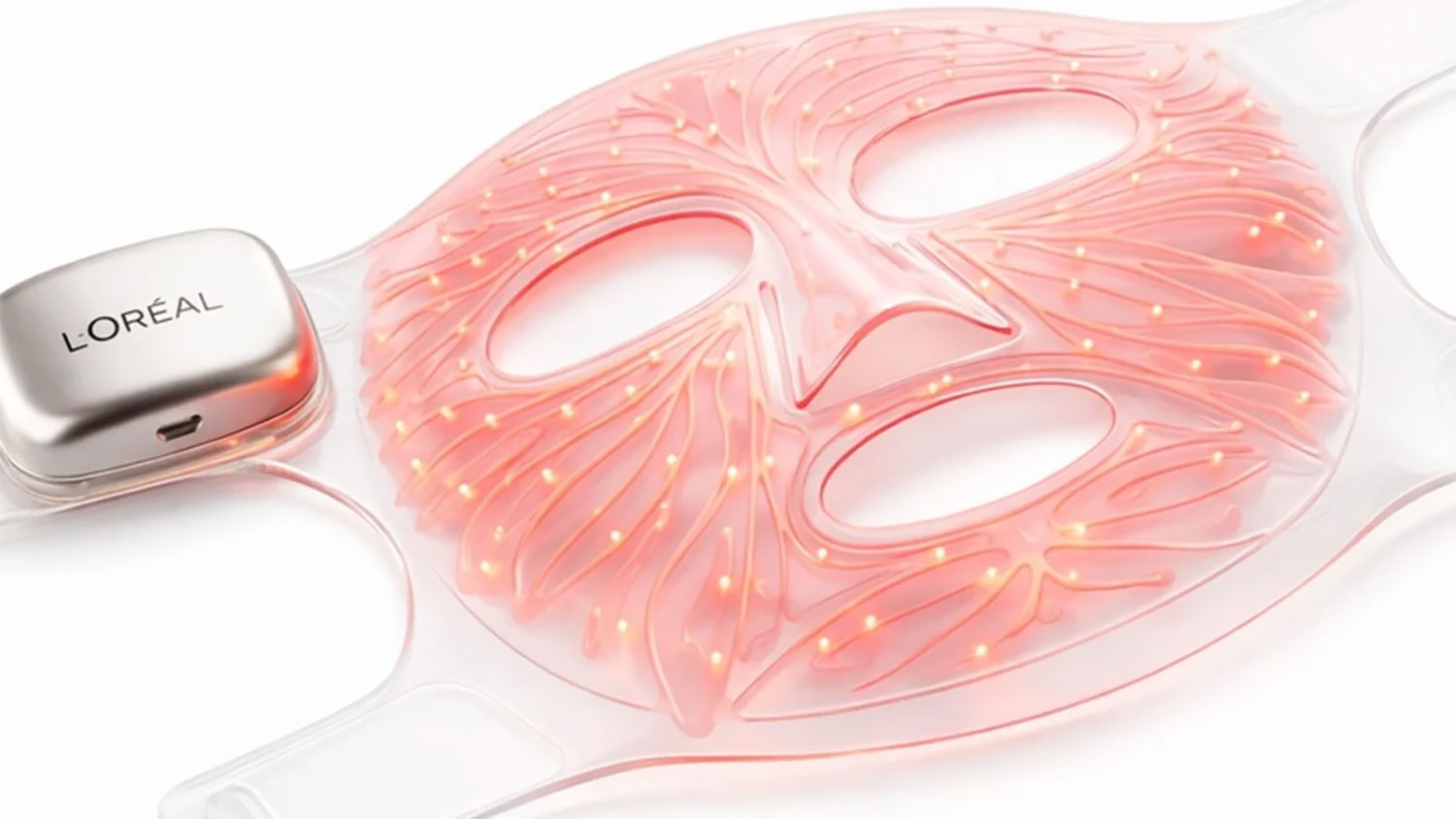 Masque LED flexible de L’Oréal présenté au CES 2026, inspiré des masques en tissu et conçu pour cibler les rides avec lumière rouge et proche infrarouge