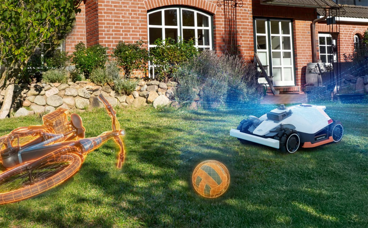 Robot tondeuse Mammotion en train de tondre une pelouse, illustrant l’annonce de trois nouveaux modèles au CES 2026.