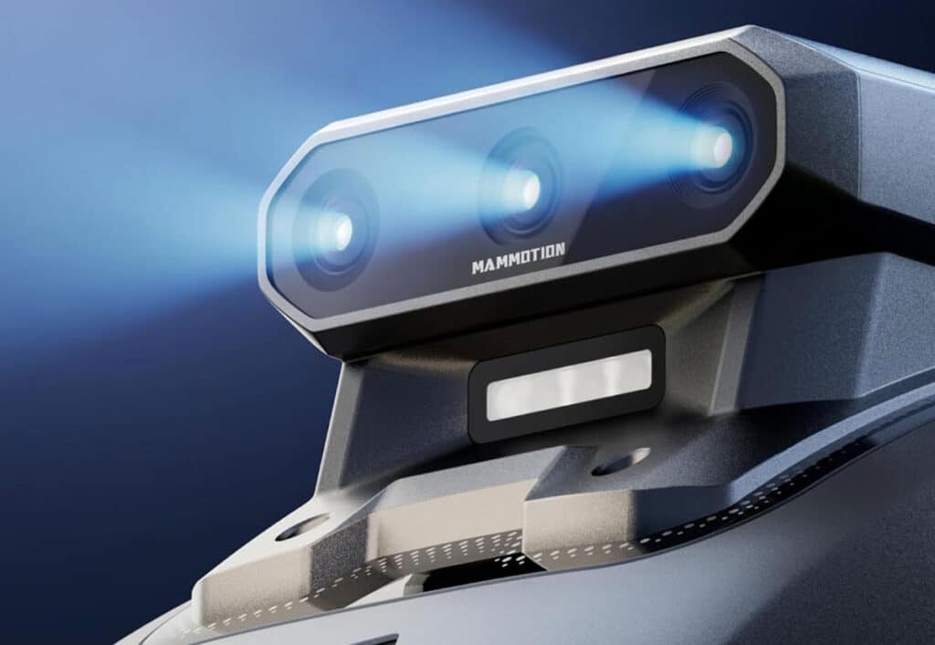 Triple caméra et capteurs du robot tondeuse Mammotion Yuka Mini 2 pour la détection précise de la pelouse