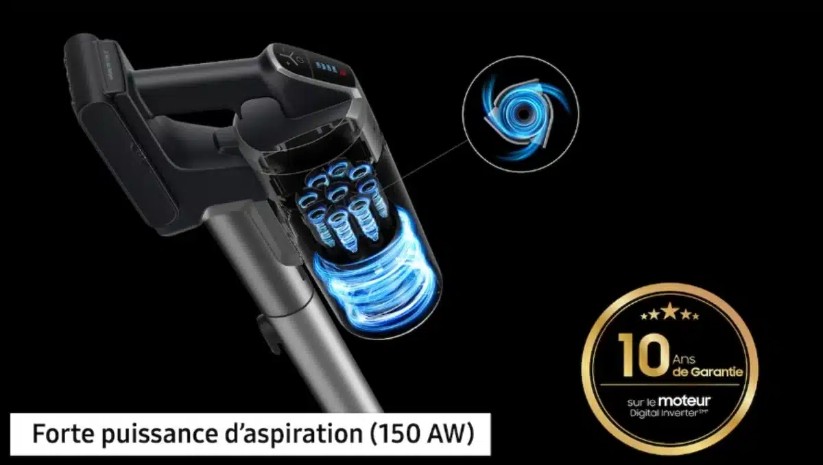Puissance d'aspiration du Samsung Jet 60 Turbo