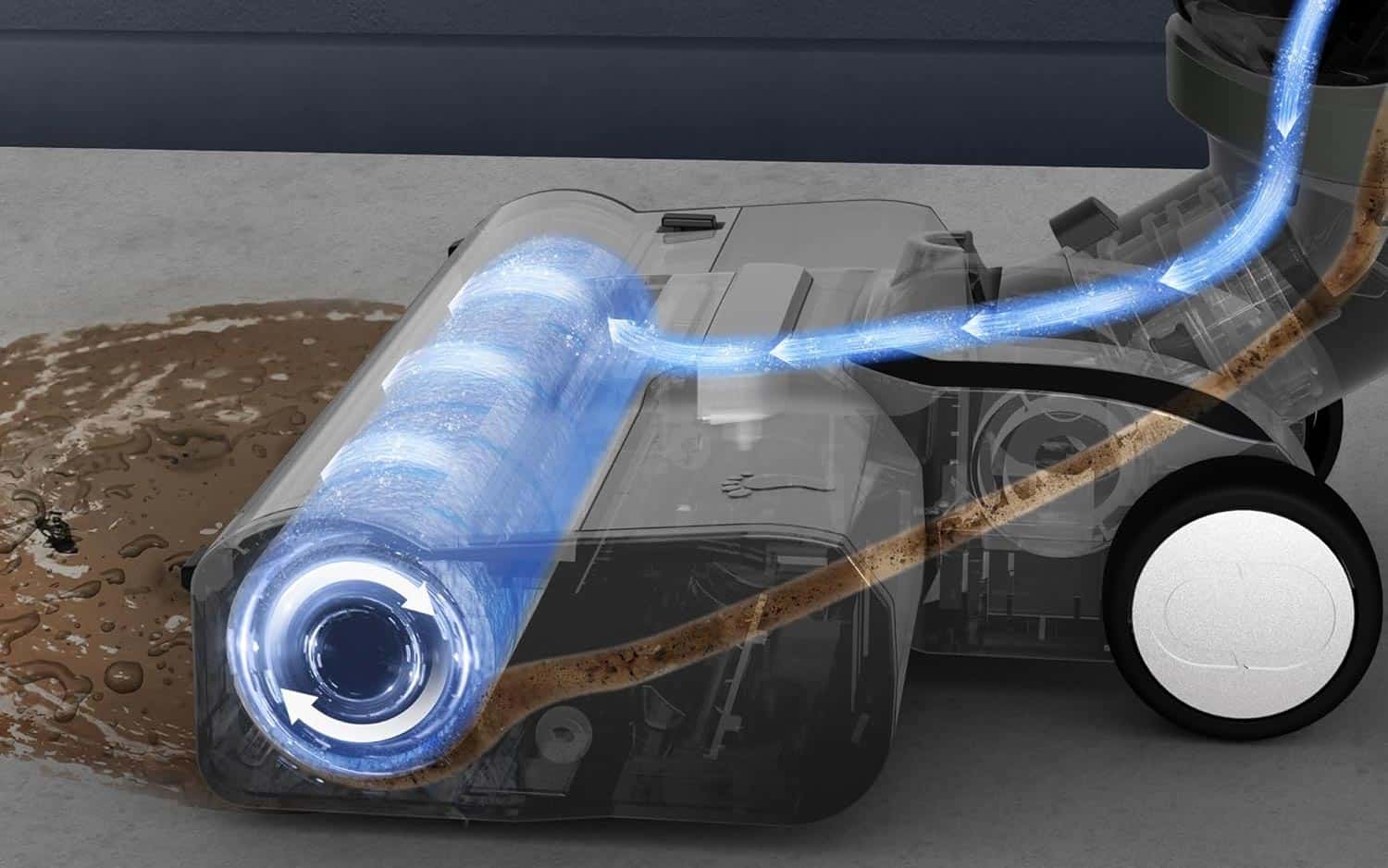 Tête de lavage du Rowenta X-Clean 4 avec rouleau avant alimenté en eau propre en continu