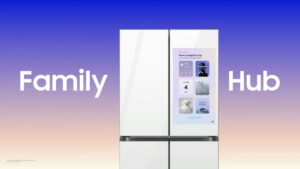 Réfrigérateur Samsung Family Hub avec commande vocale pour l’ouverture de la porte