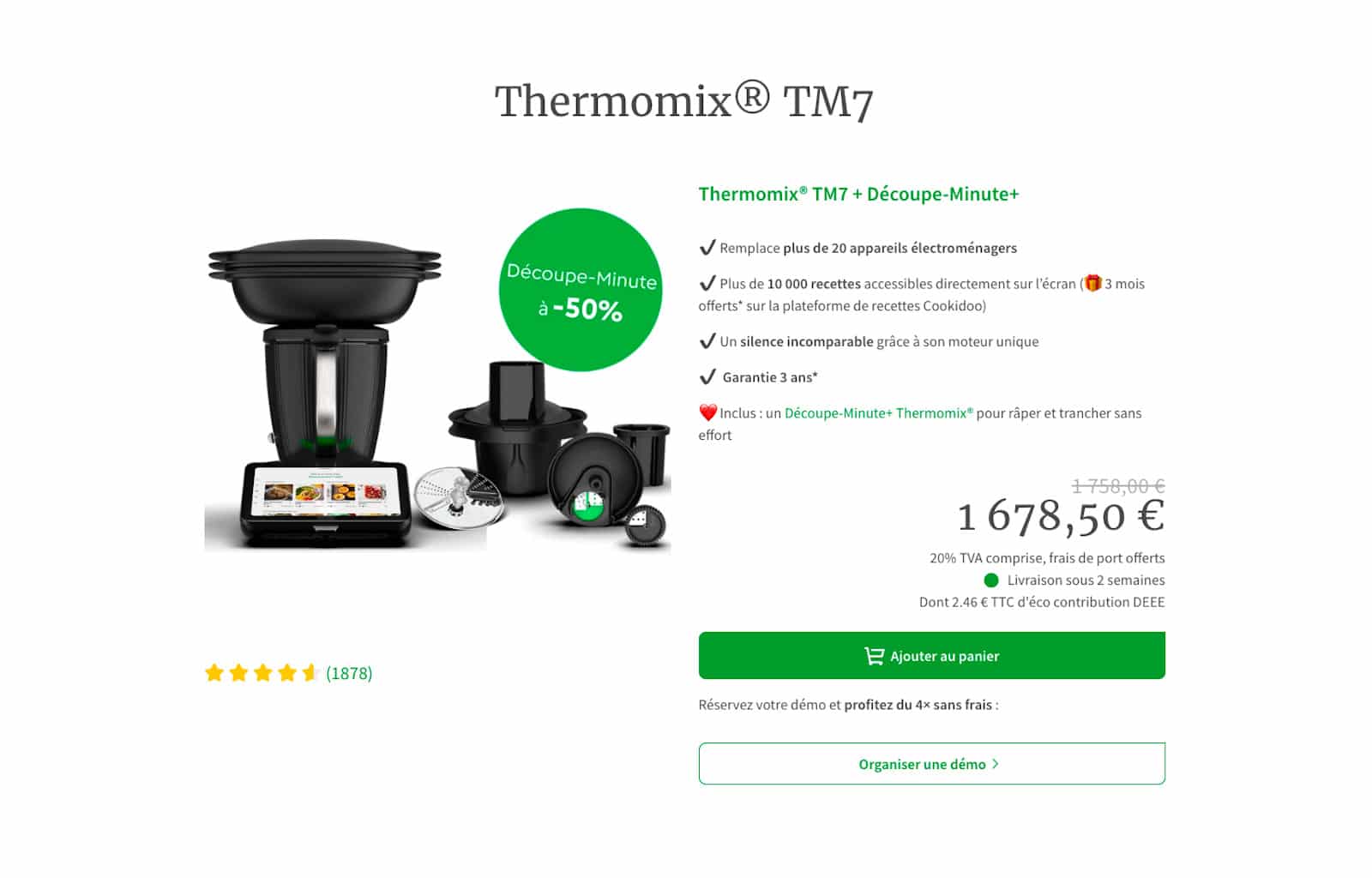 Le Thermomix TM7 en promo avec le Découpe Minute+ à -50 %