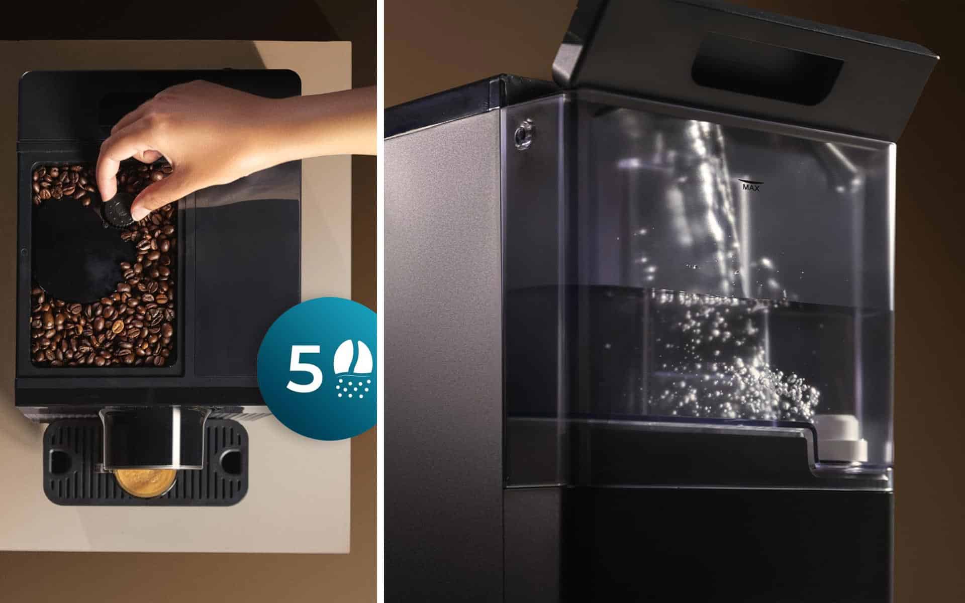 Réservoir d’eau 1,1 litre et bac à grains de la Cecotec Cremmaet Cube