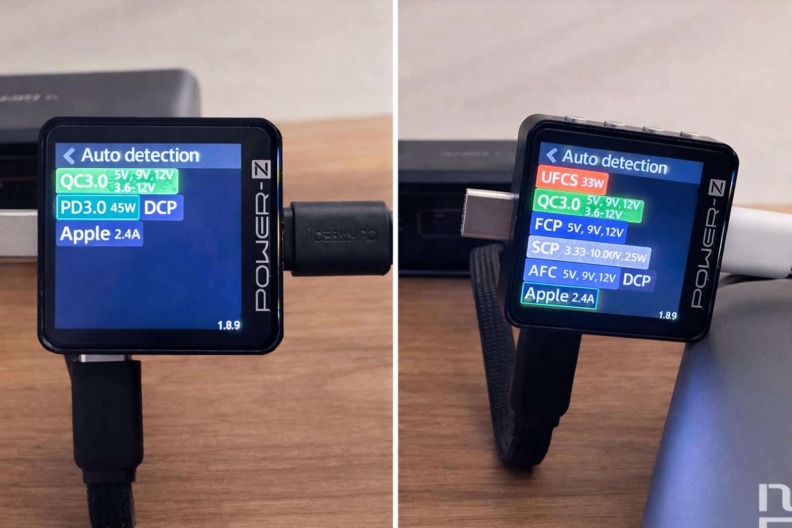 Compatibilités charge rapide Cuktech PB200N USB-A et USB-C mesurées au POWER-Z