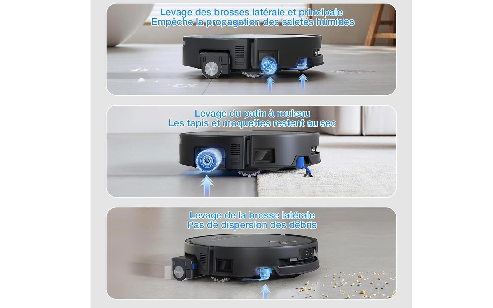 Ecovacs Deebot T80S Omni système Triple Lift relevage brosses et rouleau