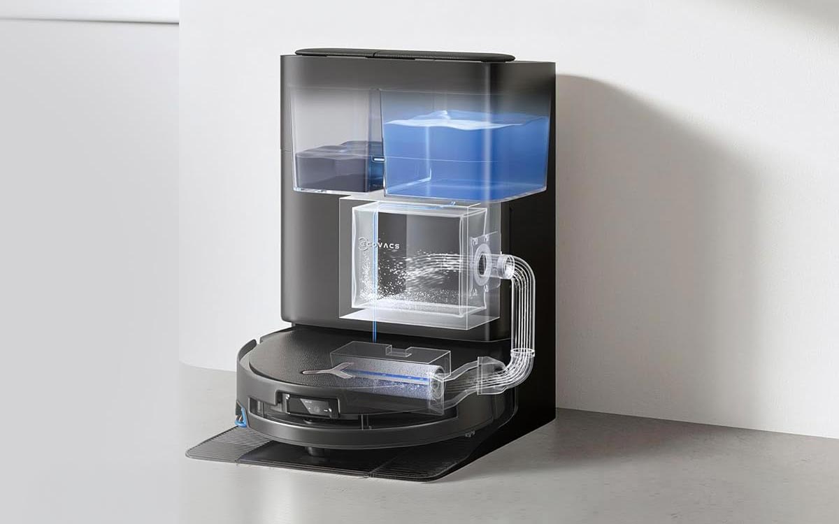 Station Omni Ecovacs Deebot T80S lavage rouleau 75 degrés dosage automatique