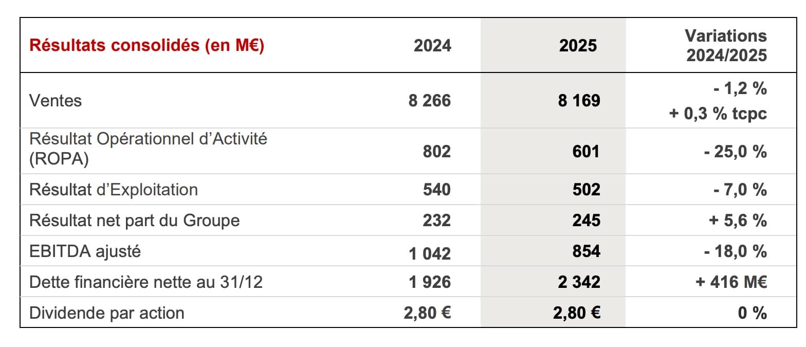 Résultats consolidés du groupe Seb