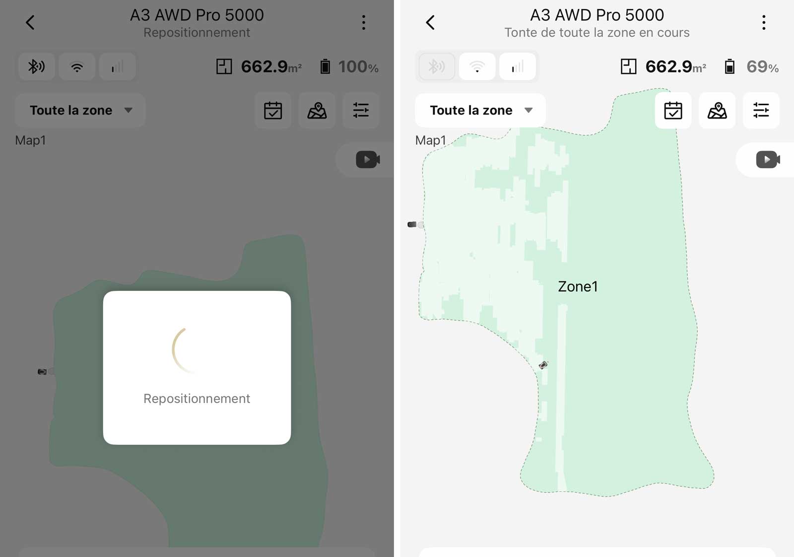 application Dreame robot tondeuse cartographie navigation jardin tonte