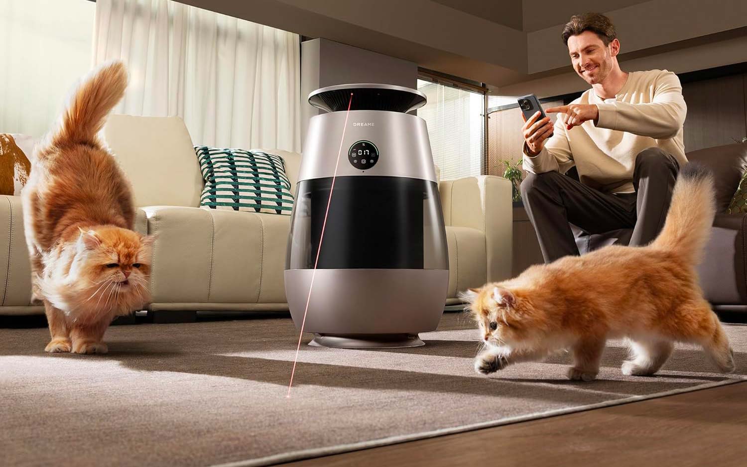 Purificateur Dreame AP10 mode jeu laser chat stimulation animal