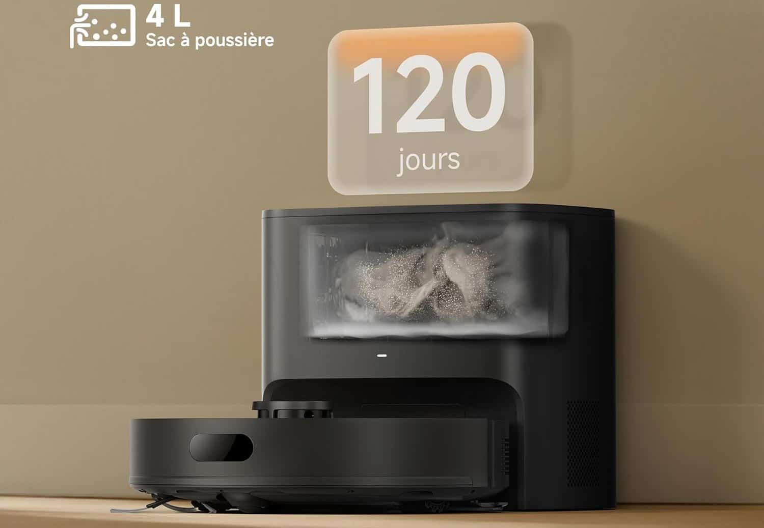 Station de vidange Dreame D20 Air Plus avec sac 4 litres autonomie 120 jours