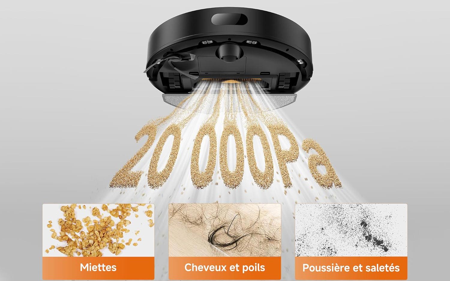 Puissance aspiration 20000 Pa Dreame D20 Air Plus nettoyage sols tapis