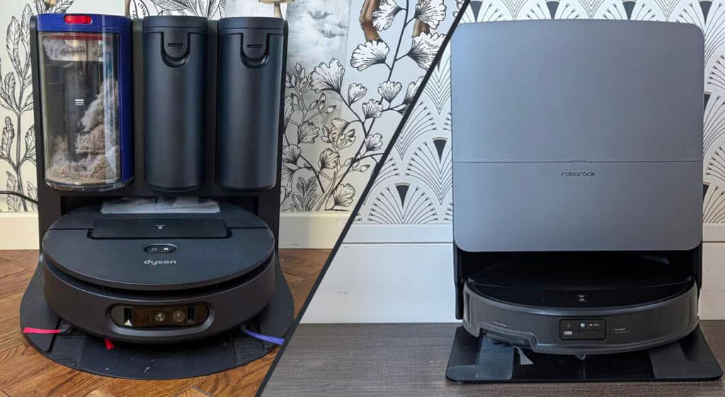 Duel entre le Dyson Spot+Scrub AI et le Roborock Saros 20 © Labo Maison