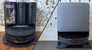 Duel entre le Dyson Spot+Scrub AI et le Roborock Saros 20 © Labo Maison