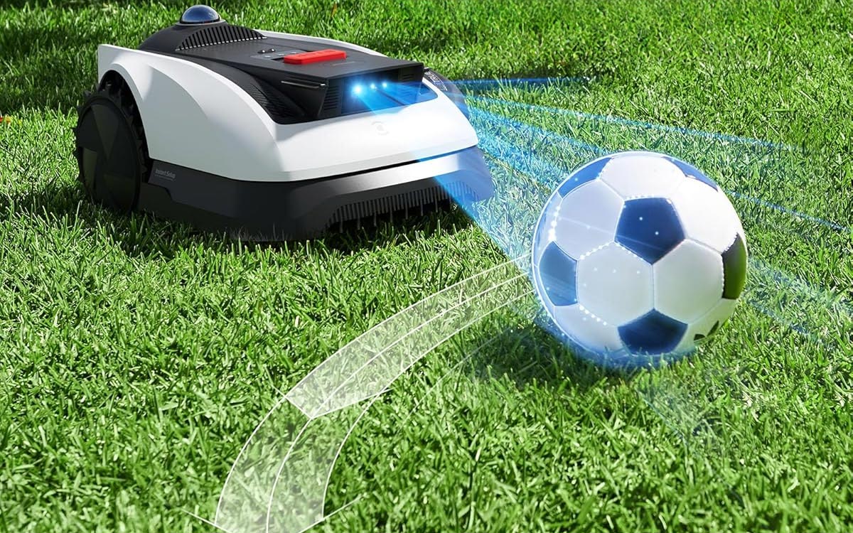 Capteurs LiDAR et caméra du robot tondeuse Ecovacs Goat O1200 LiDAR Pro pour la navigation et la détection des obstacles