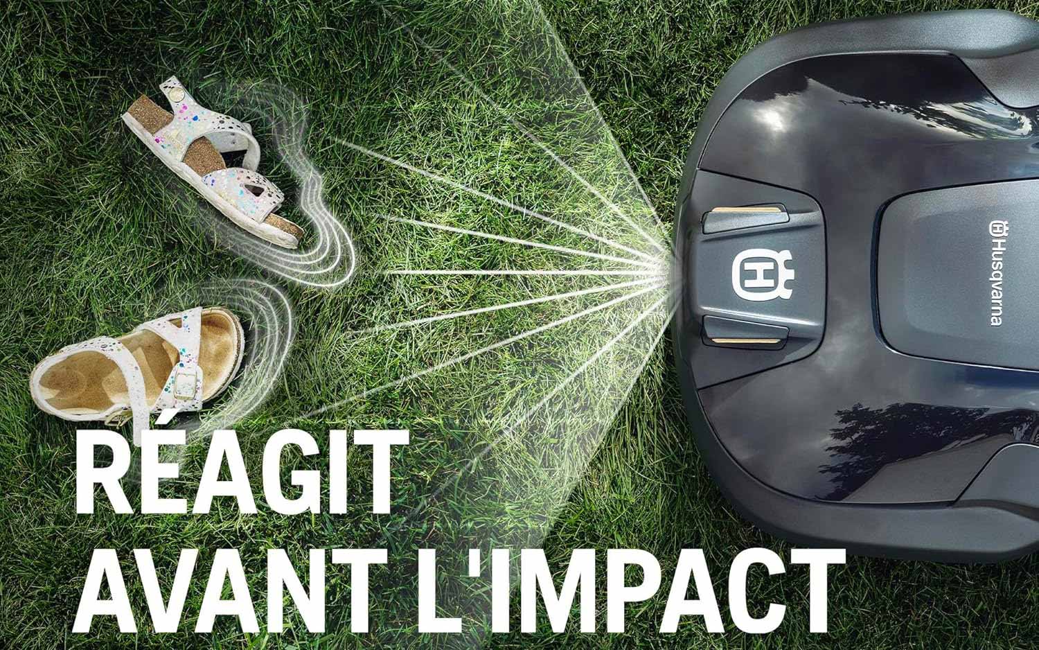 Caméra IA Vision du robot tondeuse Husqvarna Aspire R6V détectant les objets sur la pelouse