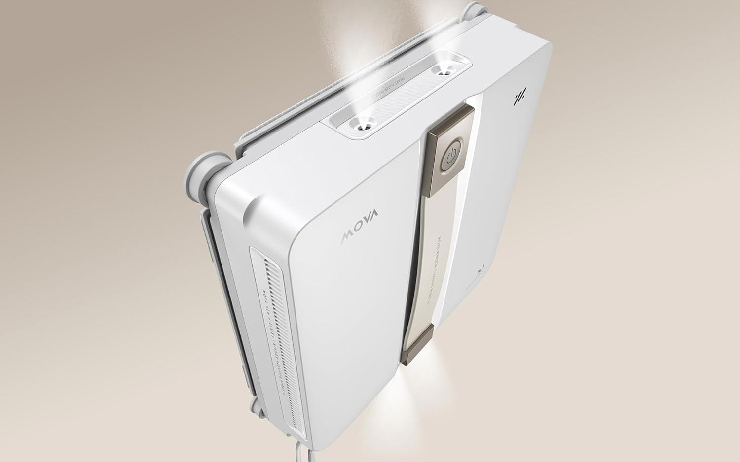 Robot lave-vitres Mova N1 avec système de pulvérisation à double ailette diffusant une brumisation micronique uniforme