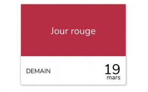 Image montrant le 4e jour rouge Tempo ce jeudi 19 mars 2026.