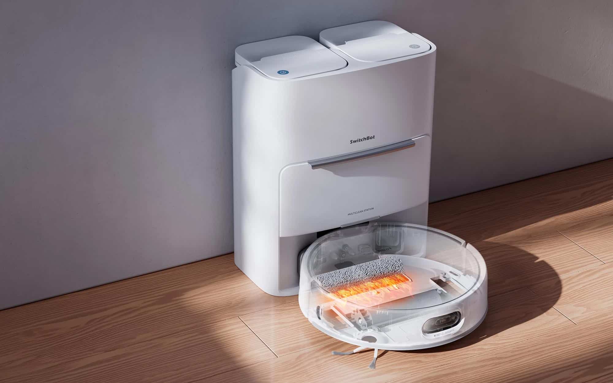 Station du robot aspirateur SwitchBot S20 avec séchage du rouleau serpillère à l'air chaud