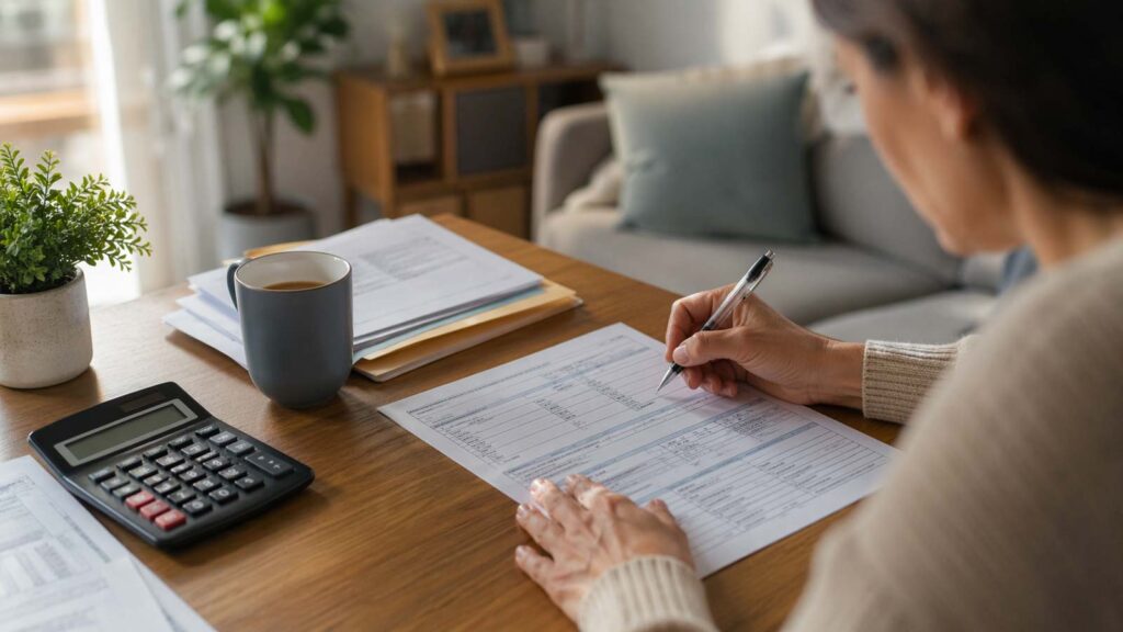 Contribuable remplissant sa déclaration d'impôts 2026 en version papier avec un stylo