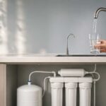 Système d'osmose inverse installé sous un évier pour filtrer le cadmium de l'eau potable