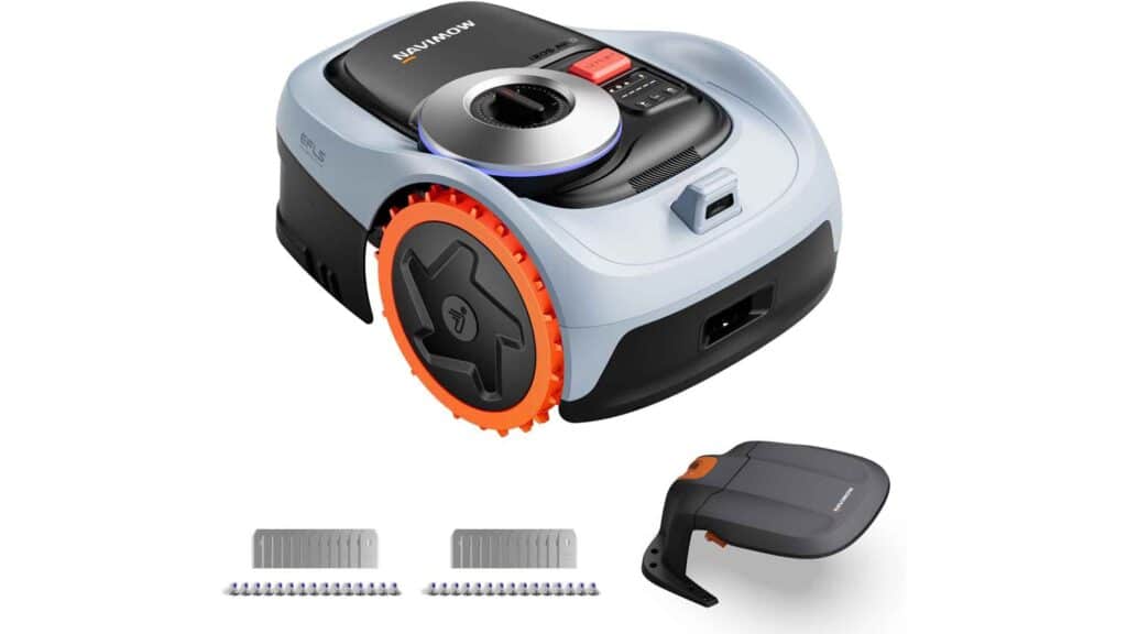 Pack Segway Navimow i205 AWD incluant le robot tondeuse, le garage S noir et deux kits de lames de rechange