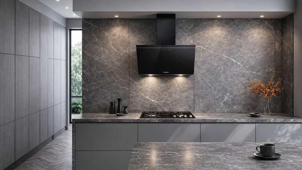 Hotte aspirante verticale Whirlpool noire 60 cm avec booster 650 m3/h en promotion pour les French Days