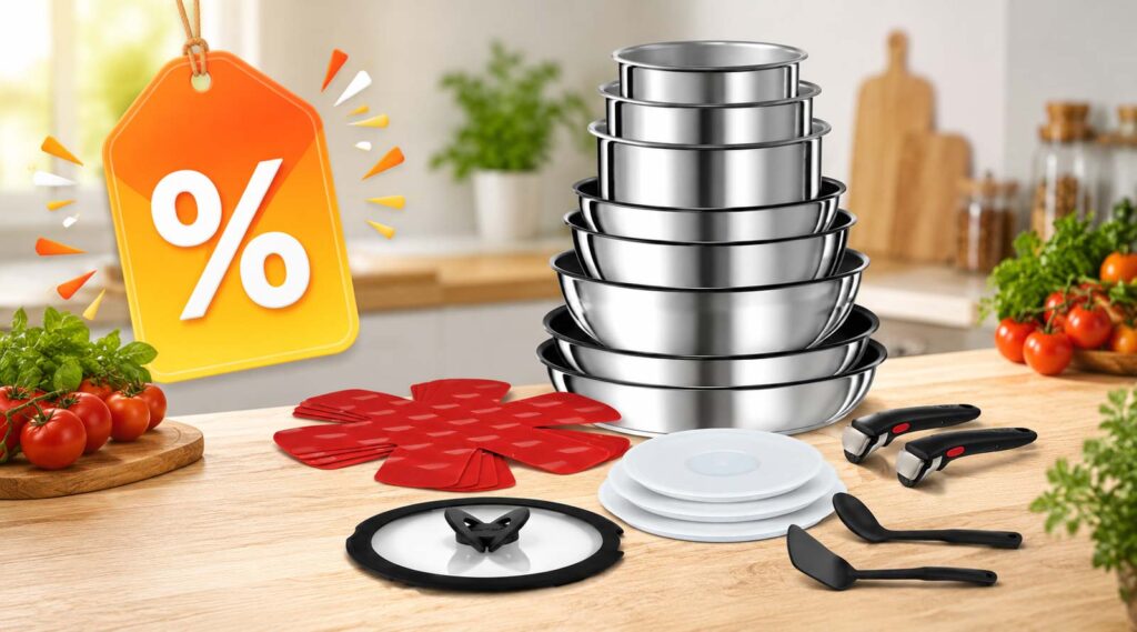Batterie de cuisine complète Tefal Ingenio Emotion 20 pièces en inox