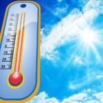 Thermomètre affichant une température élevée en plein soleil pendant une canicule