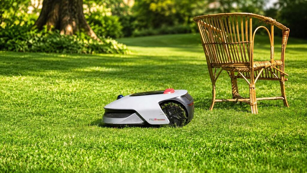 Le Dreame A1 Pro contourne les obstacles de jardin.