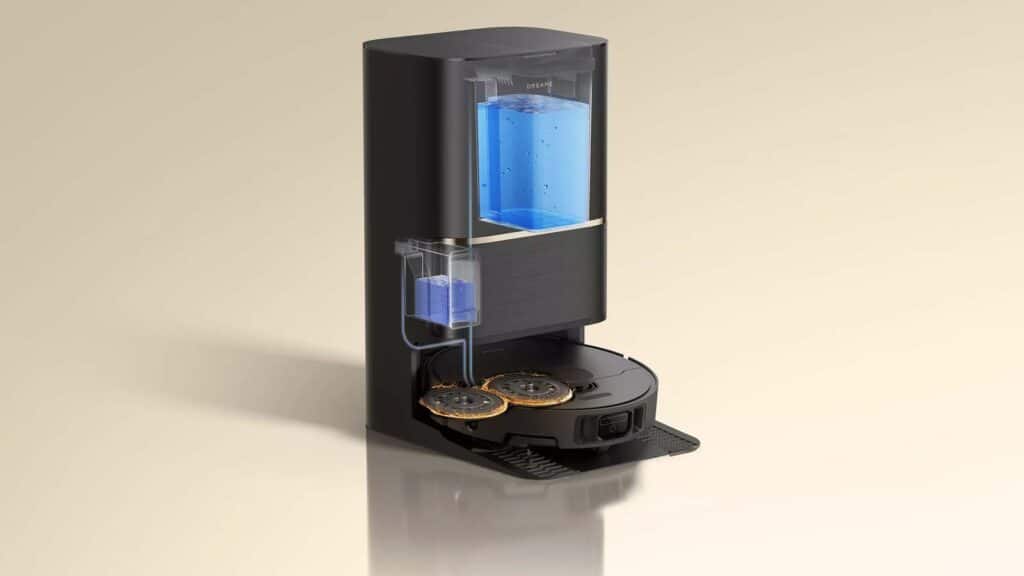 Station PowerDock du Dreame L50 Ultra AE avec lavage des serpillières à l’eau chaude et séchage à l’air chaud