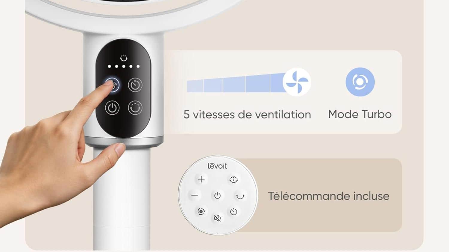 Oscillation à 90 degrés du ventilateur sur pied Levoit