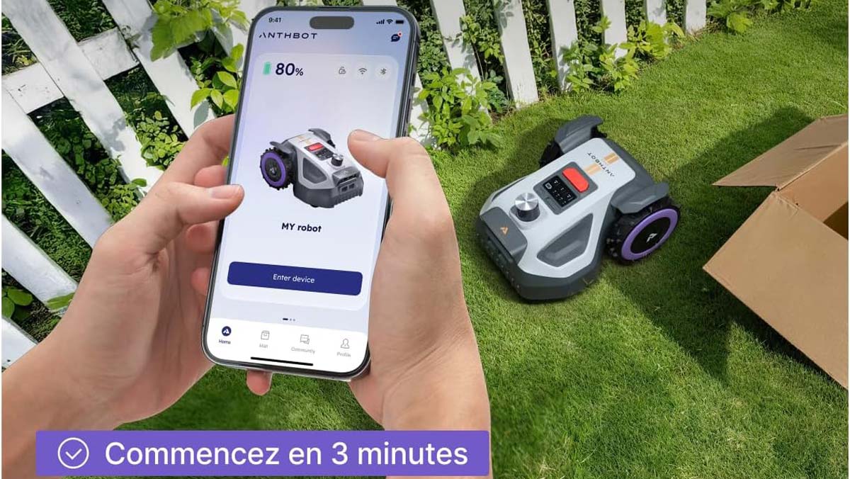 Installation du robot tondeuse Anthbot M9 Pro avec l’application mobile.