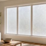 Fenêtre de salon recouverte de Blanc de Meudon pour limiter l’entrée du soleil dans la maison