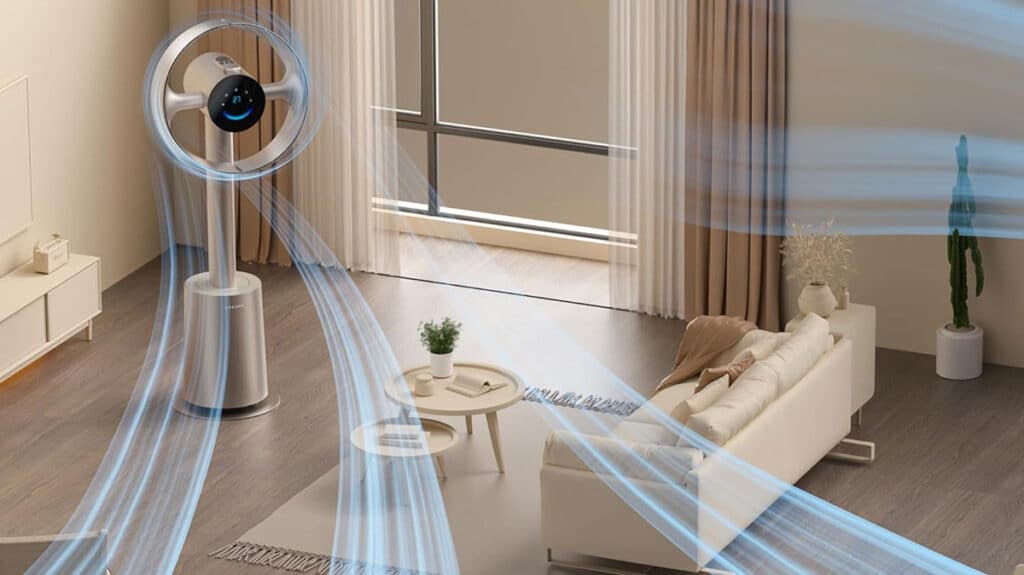 Technologie AirBoost du Dreame MF10 pour rafraîchir une pièce de 40 m²