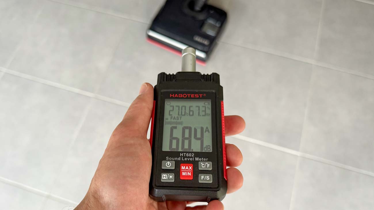Mesure du bruit du Dreame T16 Pro Heat en lavage du sol